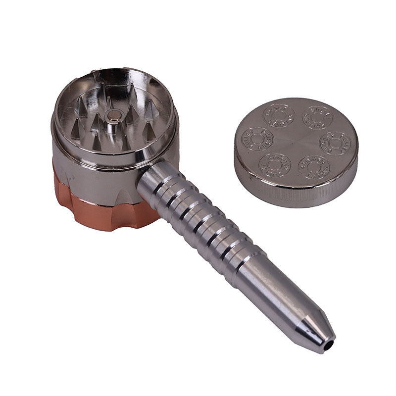 Six Shooter Metal Pipe With Herb Grinder