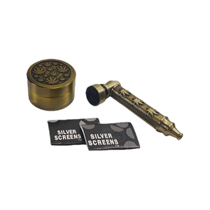 2" Ginrder Kit With Tobacco Pipe 2 Pack Brass Pipe Screen Fro Marijuana Weed Grinder Kit Grinder Pipe Bundle Grinder Pipe Pack Package