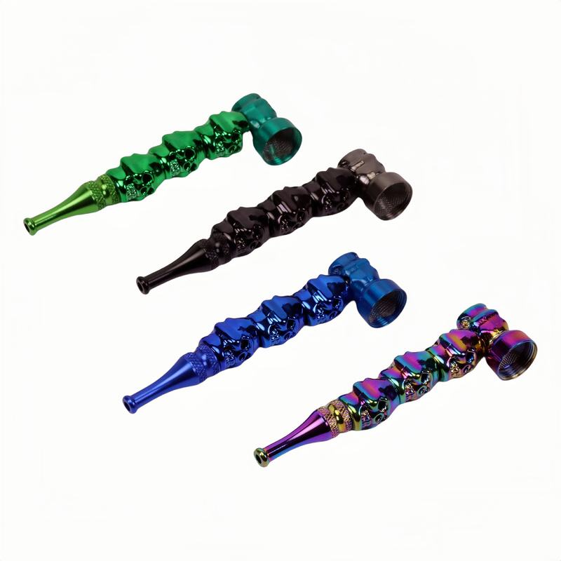 KT1006 Skull Design Metal Smoking Tobacco Pipe Smoking Accessories Kit 7 Pieces