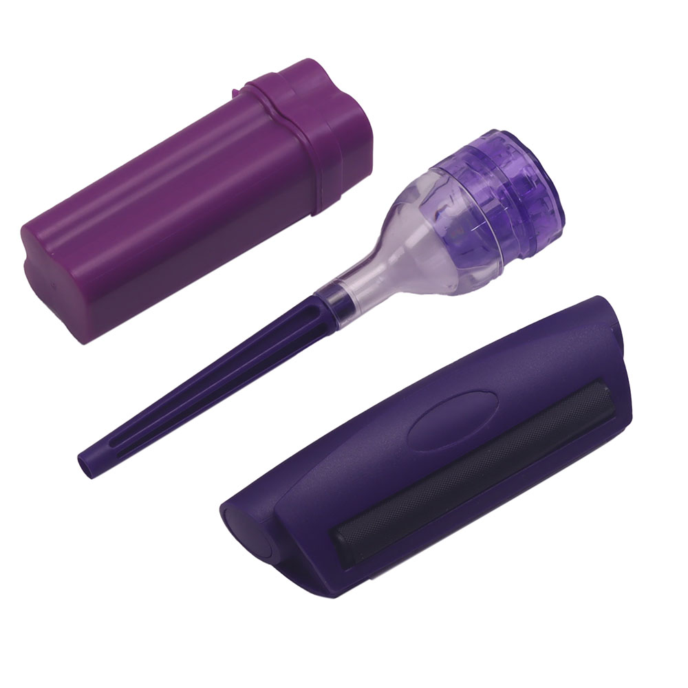 110MM Manual Tobacco Roller Maker Plastic Funnel 2 in 1 Grinder Herb Storage Stash Travel Smoking Case