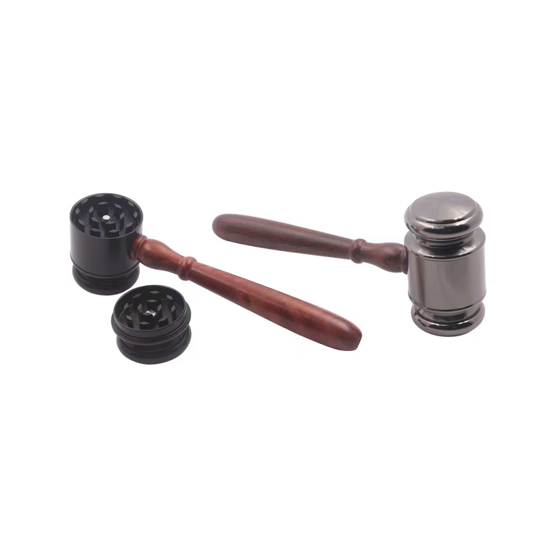  2 In 1 Gavel Shaped Metal Tobacco Pipe With Herb Grinder