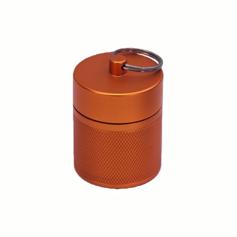 Aluminum Keychain Storage Bottle for Outdoor Hiking Waterproof Crimped Grid Portable Storage Bottle with Keychain Outdoor Durable Crimped Grid Aluminum Storage Bottle Aluminum Keychain Storage Jar F