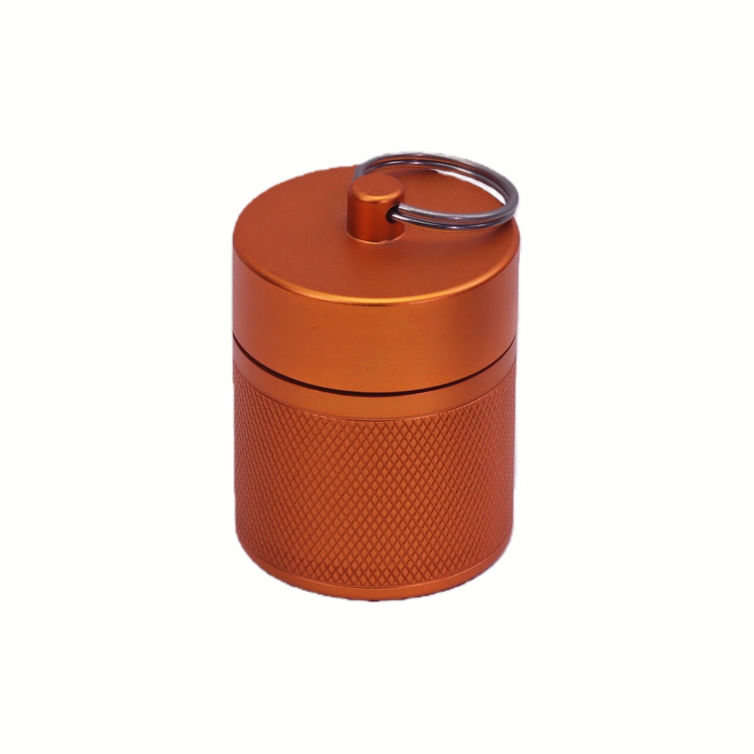 Aluminum Keychain Storage Bottle for Outdoor Hiking Waterproof Crimped Grid Portable Storage Bottle with Keychain Outdoor Durable Crimped Grid Aluminum Storage Bottle Aluminum Keychain Storage Jar F