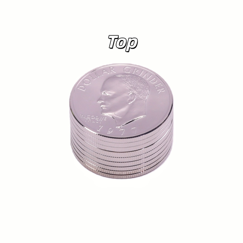 3-Layer Zinc Alloy Dollar Herb Grinder (Small & Large Sizes) 3-Layer Zinc Alloy Dollar Herb Grinder 3-Tier Zinc Alloy Herb Grinder with Dollar Design Small & Large Coin Shaped Weed Grinder