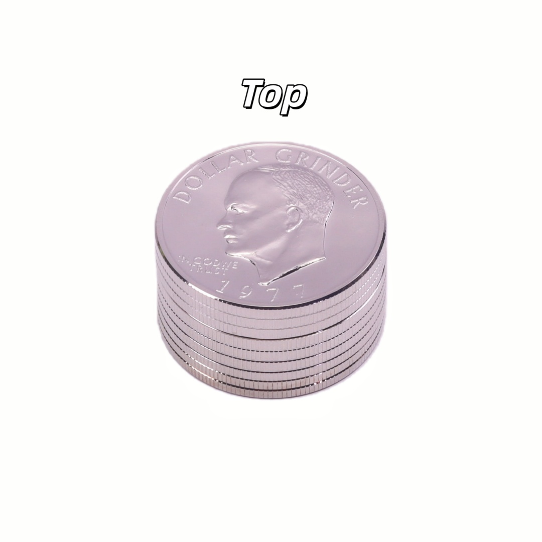 3-Layer Zinc Alloy Dollar Herb Grinder (Small & Large Sizes) 3-Layer Zinc Alloy Dollar Herb Grinder 3-Tier Zinc Alloy Herb Grinder with Dollar Design Small & Large Coin Shaped Weed Grinder