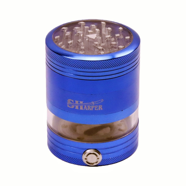 Led Weed Grinder Clear Cut 4 Piece Diamond-Sharp Teeth Aluminum Alloy Portable Easy-Clean Design Herb Grinder Spice Mill with Transparent Storage Chamber for Weed