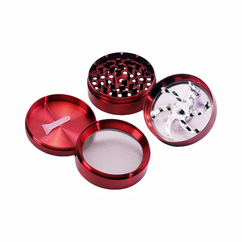 2.5 Inches 4-Layers Hand Crank Herb Grinder with Clear Top Manual Hand Crank Weed Grinder Crank Handle Herb Mill Hand Crank Spice Grinder