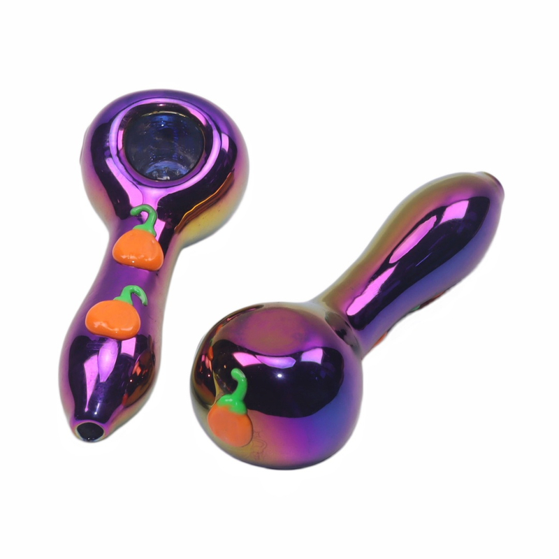 5 Inches Halloween-Themed Iridescent Rainbow Durable Borosilicate Glass Spoon Pipes for Smoking Outdoor Travel
