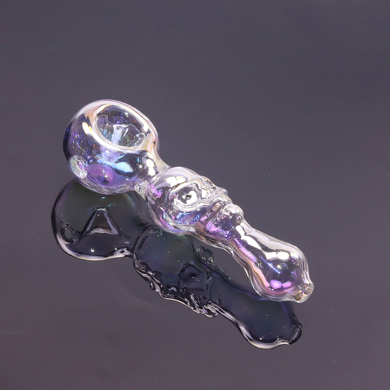 1 Pack of 4 Piece Glass Hand Pipe Set Skull Tobacco Pipe Iridescent Smoking Kit Portable Pipe Set with Case Cookie Grinder Complete Tobacco Accessory Set Glow Pipe