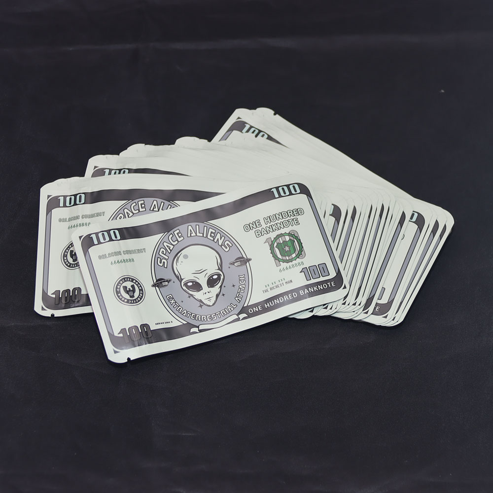 50pack 100pack 3.5g Aluminum Foil Bag for Marijuana Resealable Zip Lock Metallized Film Pouch Waterproof & Odor-proof Aluminum Foil Bag