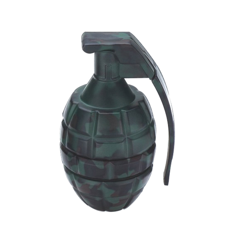Large Size Camouflage Movable Handle Grenade Shaped 3 Layers Metal Zinc Spice Grinder