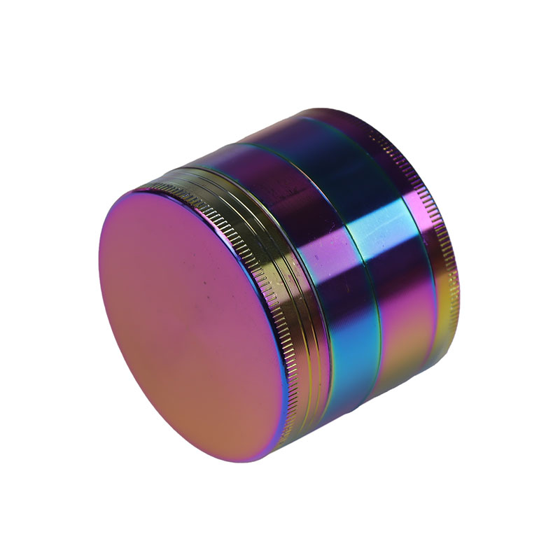 Non-slip Vertical Embossing 2.2 Inches 4 Parts Rainbow Heavy Duty Zinc Herb Grinderr