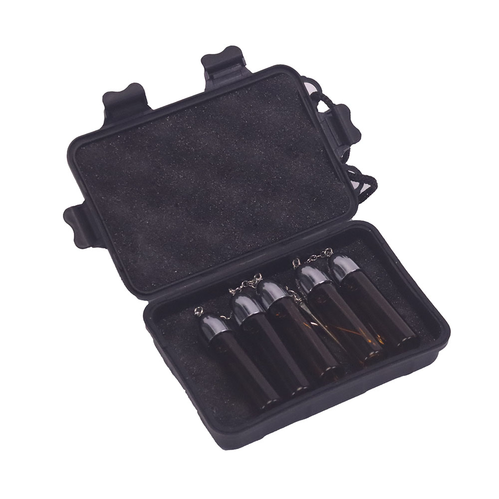 5 Pack Travel Spice Containers with Metal Spoon for Travel Glass Medication Pill Box with Spoon Waterproof Travel Pill Boxes Mini Glass Storage Jar With Spoom