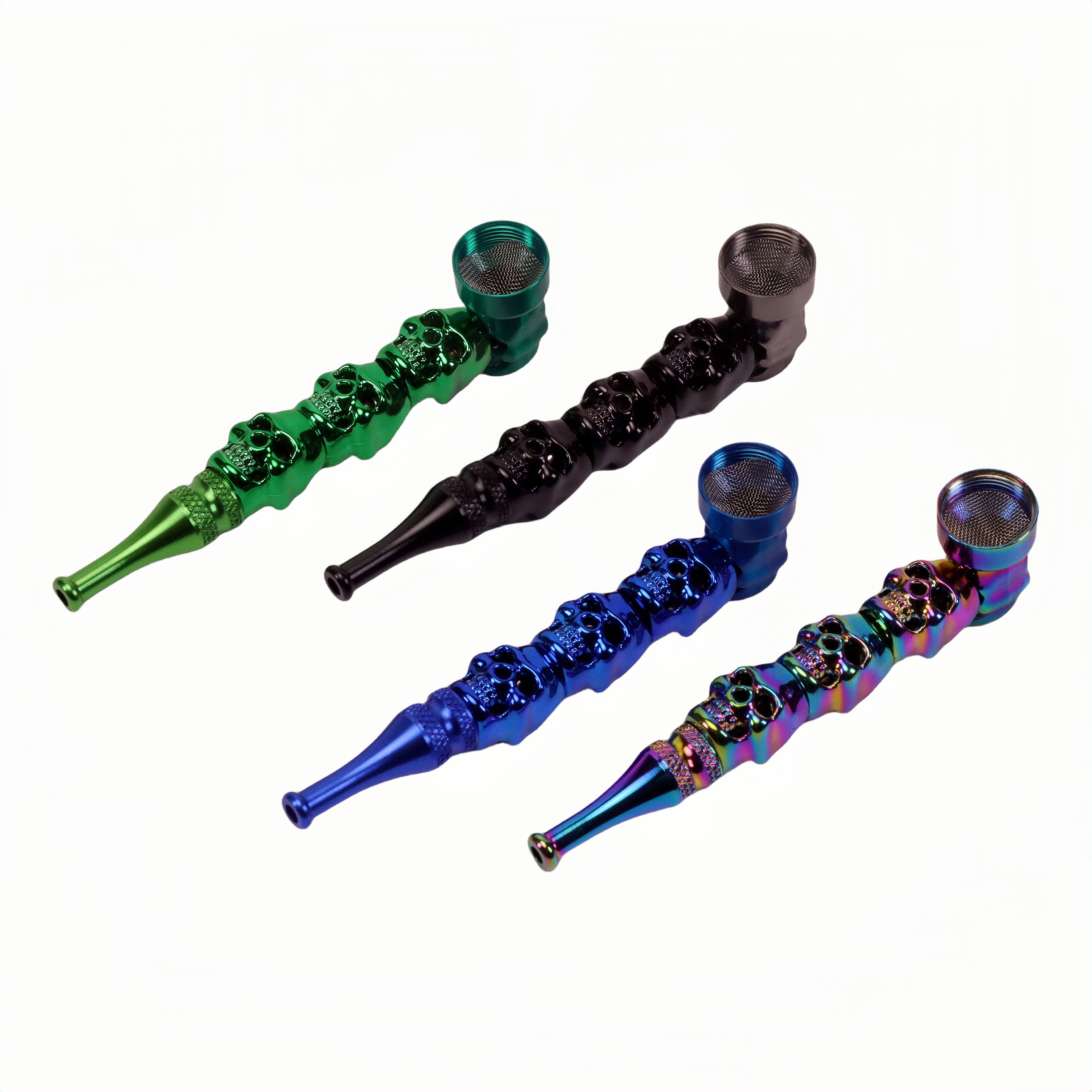 KT1006 Skull Design Metal Smoking Tobacco Pipe Smoking Accessories Kit 7 Pieces