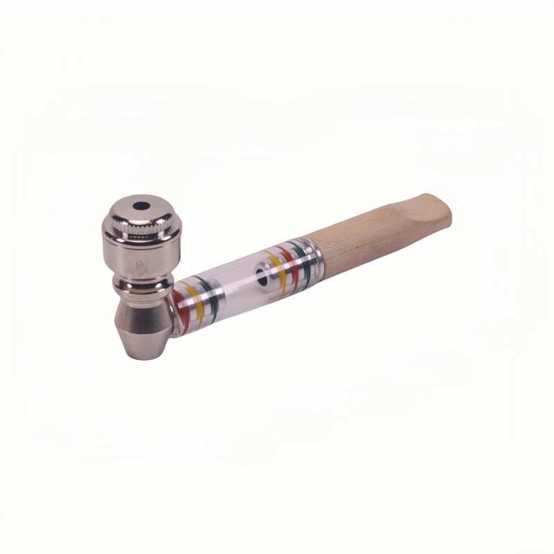 KT1003 Transparent Wooden Tube Metal Smoking Tobacco Pipe Smoking Accessories Kit 7 Pieces