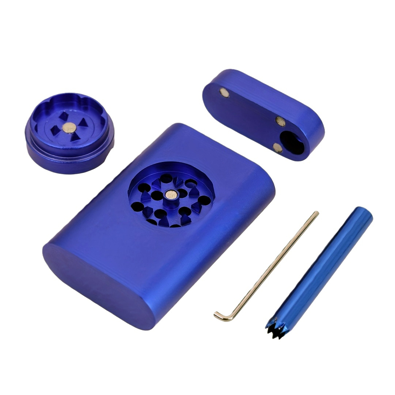 4 in 1 CNC Aluminum Herb Grinder Dugout One-hitter Set With Poker for Smoking Aluminum One Hitter Dugout Set For Smoking Weed