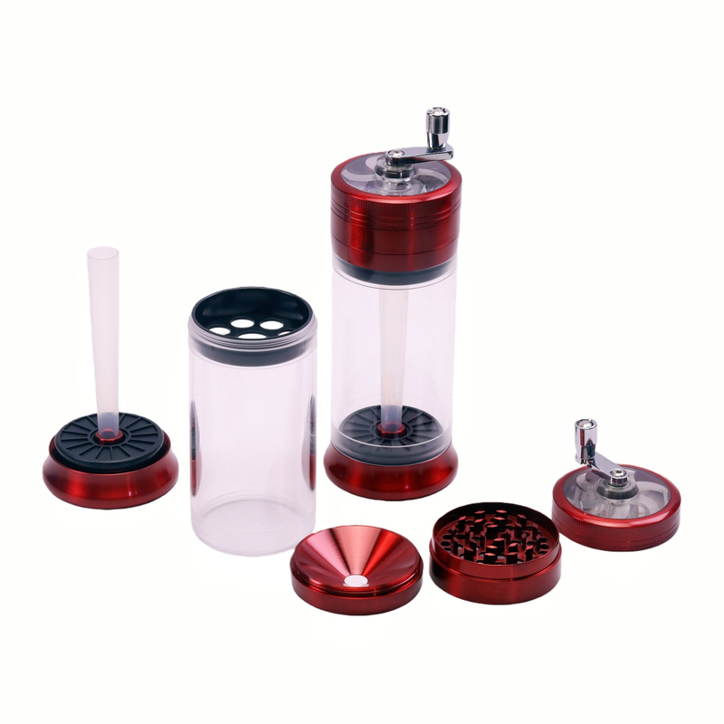 Hand Crank Conical Cigarette Tube Filling Grinder Transparent Top Cover Tobacco Grinder Filler 2-in-1 Manual Tobacco Grinding & Cone Filling Machine