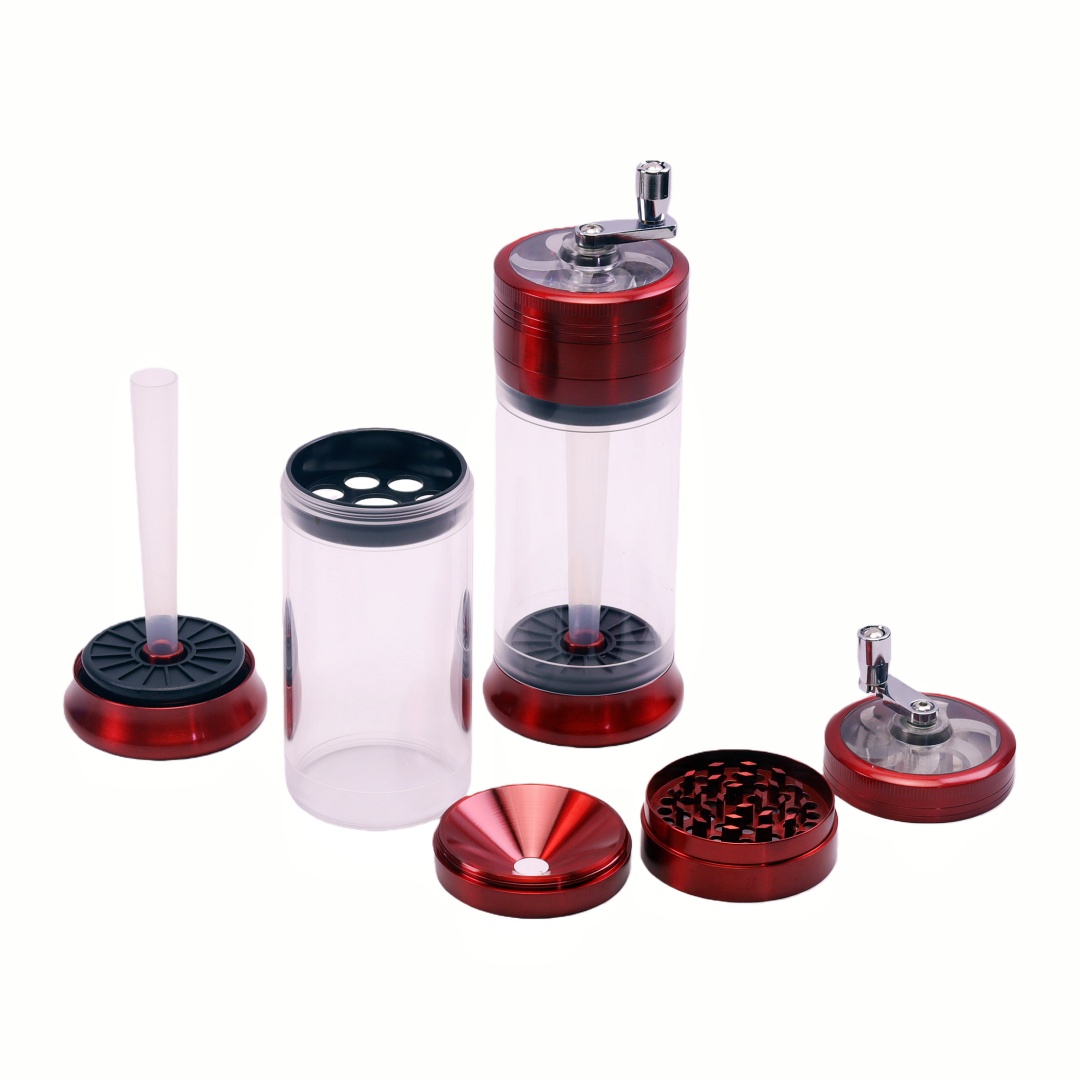 Hand Crank Conical Cigarette Tube Filling Grinder Transparent Top Cover Tobacco Grinder Filler 2-in-1 Manual Tobacco Grinding & Cone Filling Machine