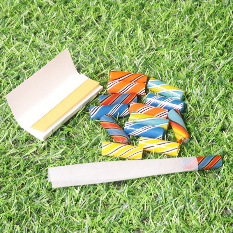 8 pcs 12mm 7 Holes Clear Glass Vortex Tips With Rolling Paper And Tin Box Kit Glass Vortex Tips Kit Glass Vortex Tips Bundles