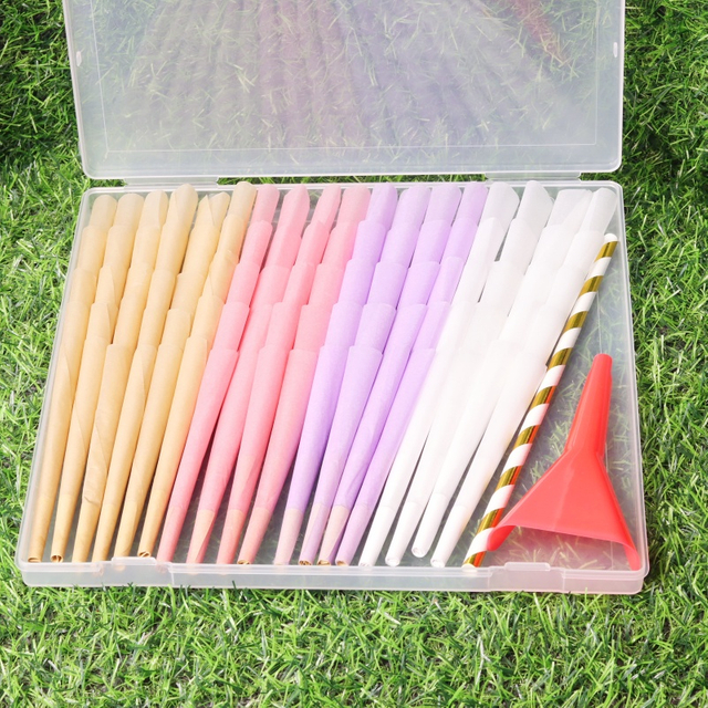 110MM Slow Burning Easy to Fill Natural Unbleached Paper Portable Pre-Rolled Cones Kit Pre-Rolled Cones (90 Count) 90-Piece Pre-Rolled Cigarette Cones Conical Rolling Paper Tubes