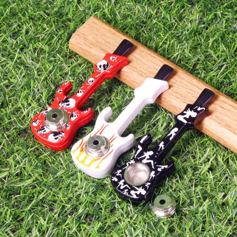 6 Pack Guitar Pipe Set Novelty Guitar Shaped Smoking Pipe Kit Portable Guitar Pipe Gift Set Guitar Style Tobacco Pipe Set