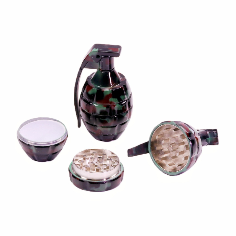 Zinc Alloy Camouflage Hand Grenade Herb Grinder Portable Camo Grenade Shape Spice Grinder for Outdoor Use Tactical Style Hand Grenade Grinder for Herb Grinding Durable Zinc Alloy Grenade Grinder 