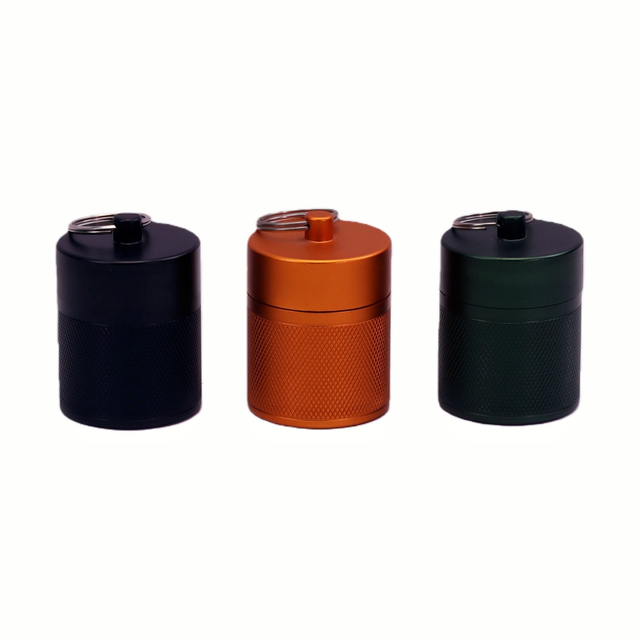 Aluminum Keychain Storage Bottle for Outdoor Hiking Waterproof Crimped Grid Portable Storage Bottle with Keychain Outdoor Durable Crimped Grid Aluminum Storage Bottle Aluminum Keychain Storage Jar F