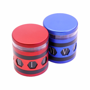 See Through 4 Parts 2.5" Aluminum Ajustable-Center Grinder With Interchangeable Arabic Capital Letters Rotate The Adjustable Center Ring Weed Grinder