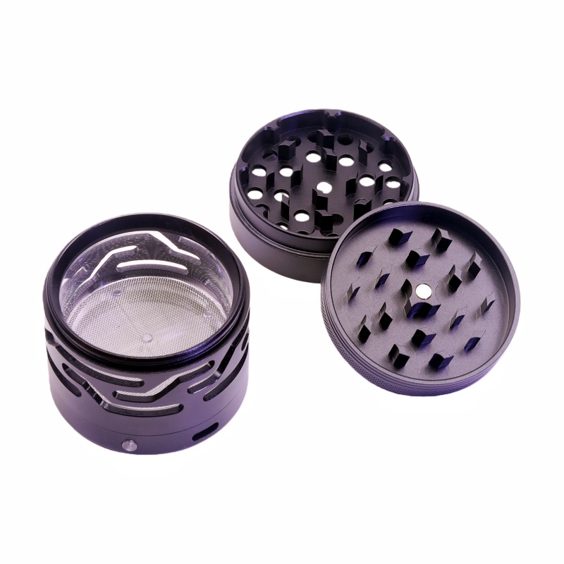 Color-Changing LED Wave Ring Herb Grinder 7 Colors Flashing Tobacco Grinder With Adjustable Light Modes Flashing Led Lights Weed Grinder Variable LED Lights Tobacco Grinder Spice Mill