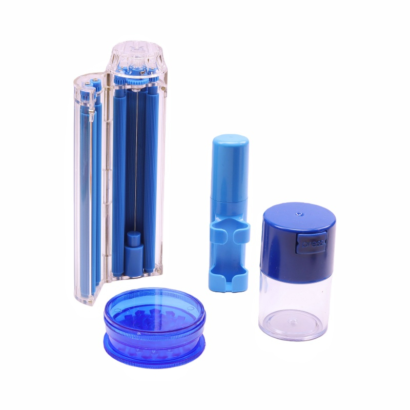 4 Pack Smoking Accessories Kit Multi-fuction Roller for 70mm 78mm 110mm Red Cookies Rolling Tray Air Tight Jar 3 Parts Plastic Herb Grinder Rolling Paper Container Premium Smoking Gear