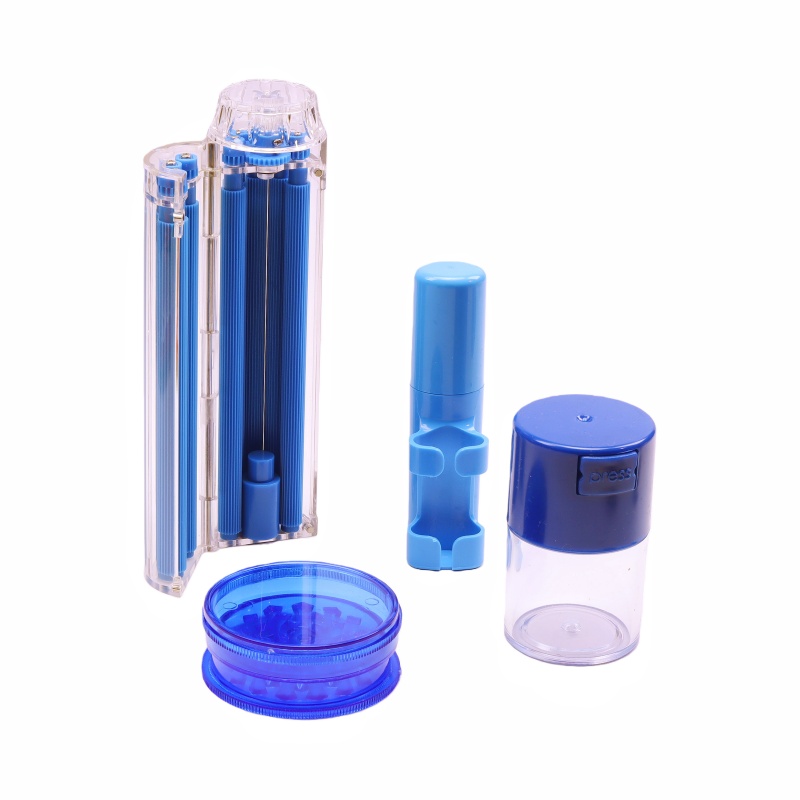 4 Pack Smoking Accessories Kit Multi-fuction Roller for 70mm 78mm 110mm Red Cookies Rolling Tray Air Tight Jar 3 Parts Plastic Herb Grinder Rolling Paper Container Premium Smoking Gear