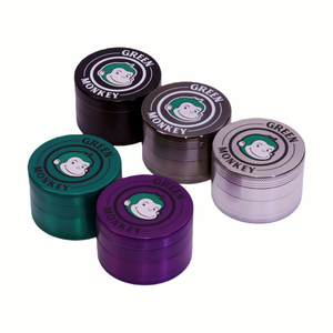 2.5" 4 Parts Zinc Green Monkey Herb Grinder Capuchin Grinder Kief Catch Herb Grinder Magnetic Lid Herb Grinder UKETA Herb Grinder