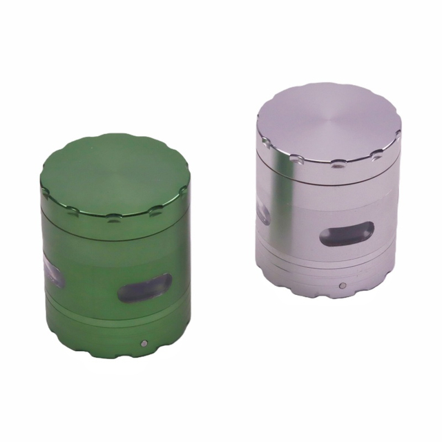 Durable Heavy Duty Solid Top 5 Pieces Diamond-Sharp Teeth See Through Aluminum Alloy Portable Easy-Clean Design Weed Grinder With Flashing LED Light