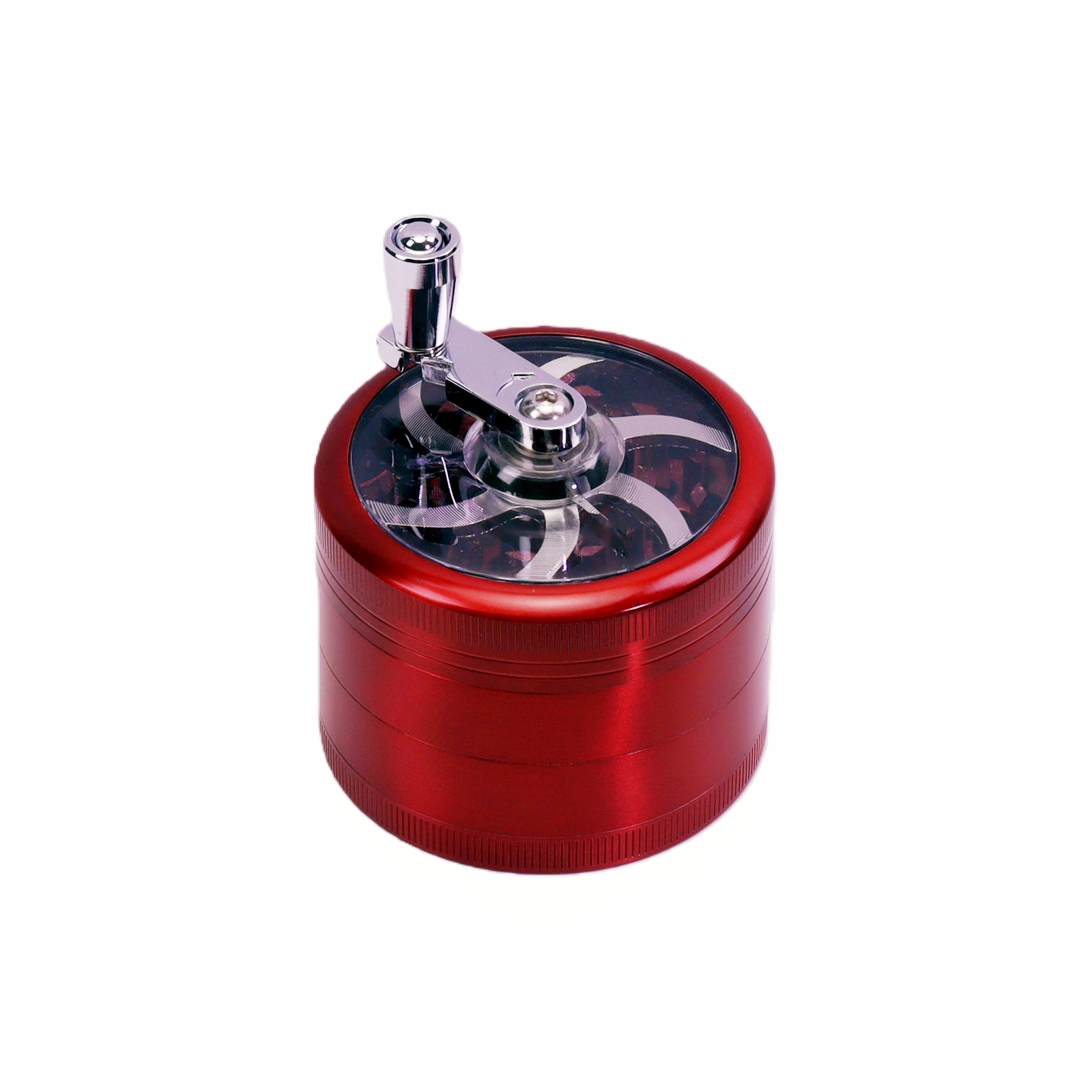 2.5 Inches 4-Layers Hand Crank Herb Grinder with Clear Top Manual Hand Crank Weed Grinder Crank Handle Herb Mill Hand Crank Spice Grinder