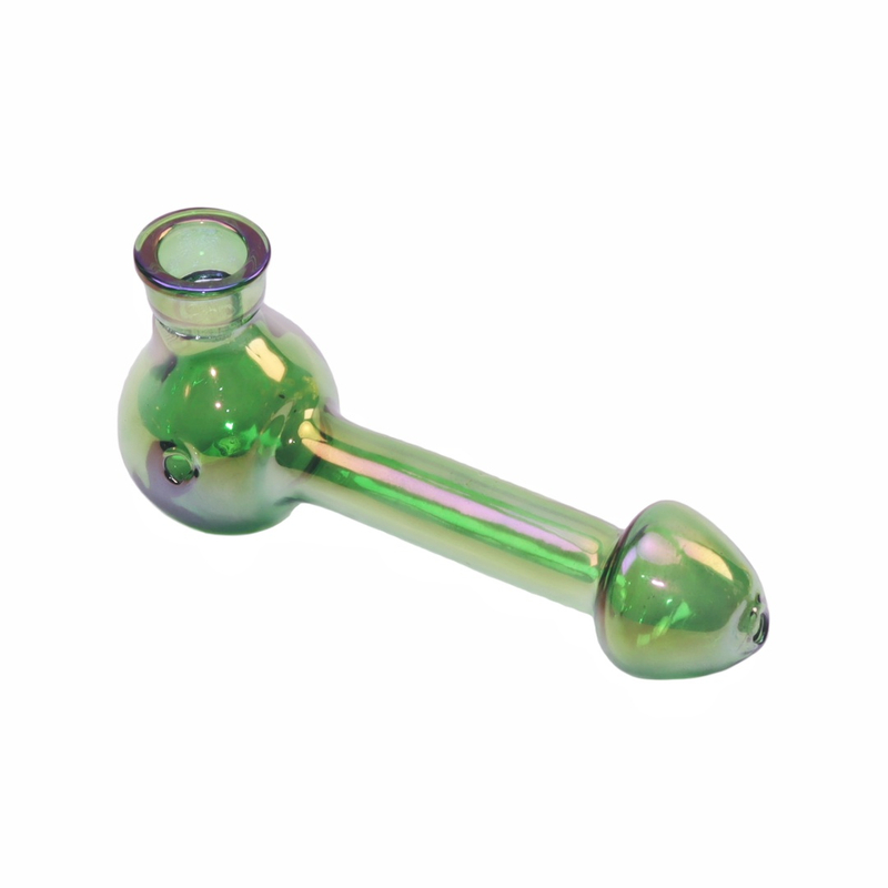 5.45 Inches Handmade Iridescent Portable Pocket Thick Borosilicate Glass Tobacco Pipe with Carb 