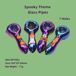 5 Inches Halloween-Themed Iridescent Rainbow Durable Borosilicate Glass Spoon Pipes for Smoking Outdoor Travel
