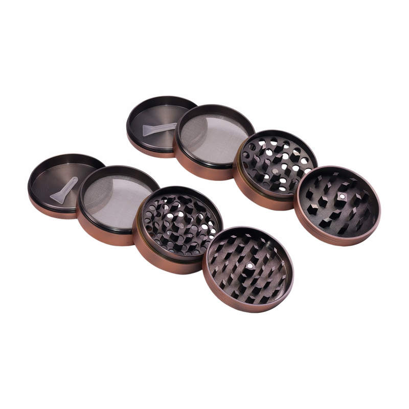 2.5 Inch 4-Layer Red Antique Bronze Solid Top Zinc Alloy Herb Grinder Sunken Tobacco Spice Grinder