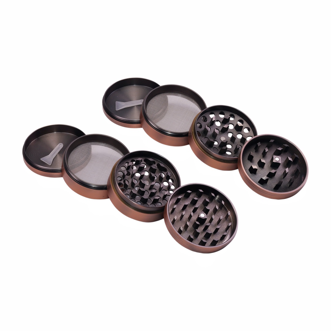 2.5 Inch 4-Layer Red Antique Bronze Solid Top Zinc Alloy Herb Grinder Sunken Tobacco Spice Grinder