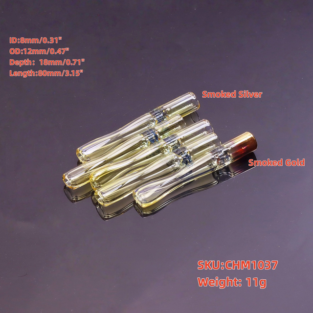 3" Silver Gold Smoked Glass Chillum 4" Fumed Silver Gold Pyrex Glass Chillum Color Changing Fumed Gold Silver Handcrafted Glass Chillum Kit