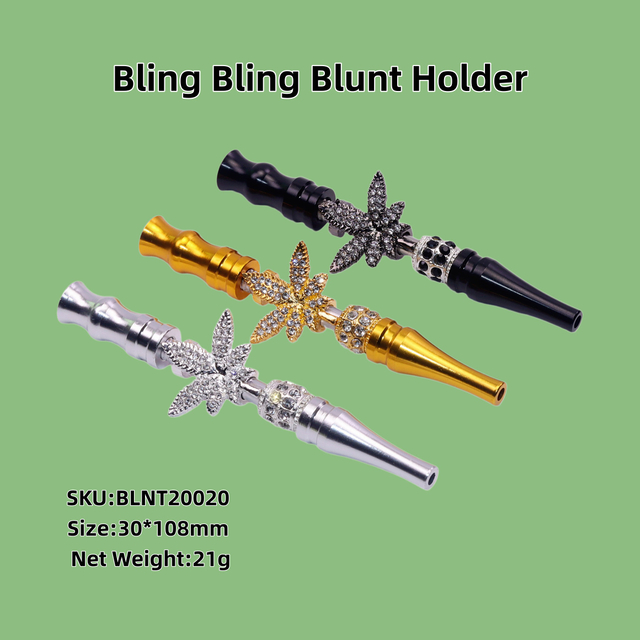 Sparkly Rhinestone Leaf Hookah Mouthpiece Bling Bling Hookah Tips Metal Blunt Holder for Party Bar