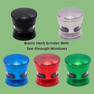60mm Bionic Metal Herb Grinder with 2 See-through Windows 4 Piece Aluminum Tobacco Grinder with Visible Chamber & Pollen Sifter Durable Herb Grinder for Dry Herb Smoking Accessories