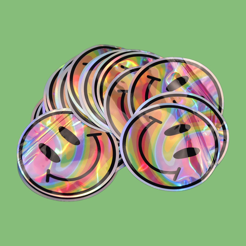 100-Pack 3.5g Smell Proof Resealable Airtight Irregular Holographic Die-Cut Mylar Bag Storage Pouch Zipper Barrier