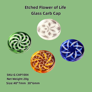 Etched Glass Carb Cap Flower of Life Pattern Dab Cap for Glass Bongs & Rigs 