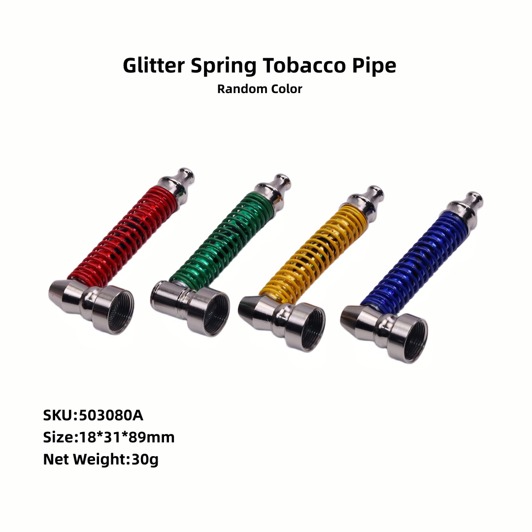 5pcs Glitter Spring Metal Tobacco Pipe 3-in-1 Multi-Function Tool Travel Smoking Pipe Kit