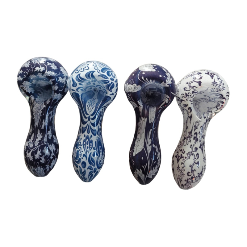 Portable Colorful Water Transfer Printing Glass Pipe Creative Art Pattern Design Glass Smoking Pipe for Tobacco Use