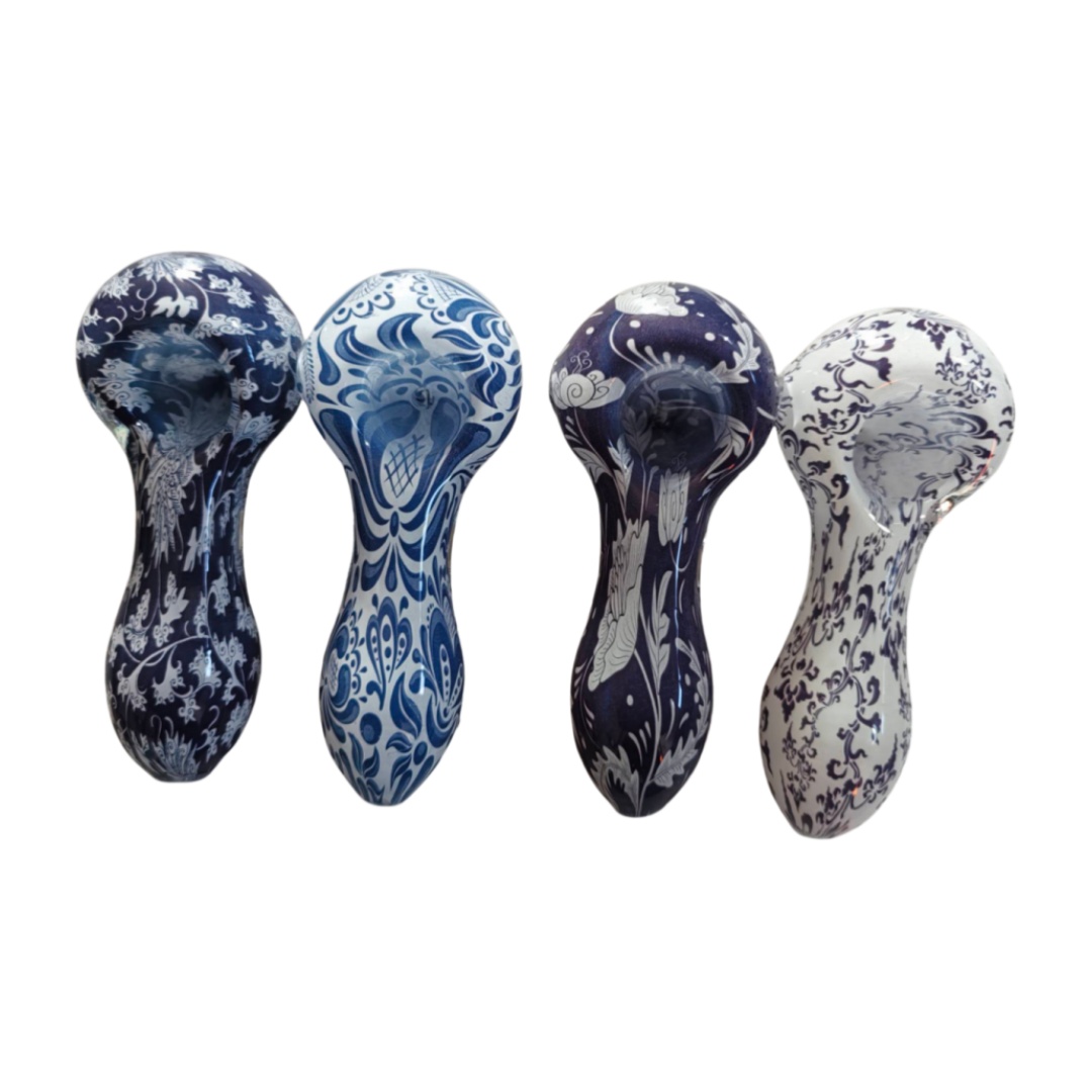 Portable Colorful Water Transfer Printing Glass Pipe Creative Art Pattern Design Glass Smoking Pipe for Tobacco Use