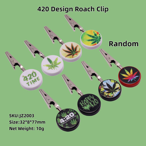 4 Pack Round Roach Clip with 420 Hemp Leaf Design Alligator Cigarette Joint Holder Clip