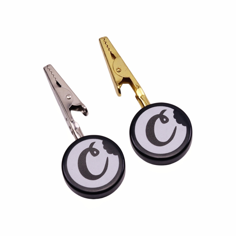 4 Pack Roach Clip with Round Badge Holder Smoking Joint Holder Alligator Clip Custom Logo Roach Clip for Smoking Roach Clip with Cookies Printed Badge Joint Holder Clip