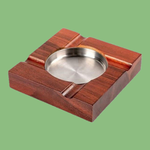 Square Wood Cigar Ashtray with Metal Insert 4-slot Cigar Rest Ashtray Removable Liner Rosewood Cigar Ashtray for Easy Cleaning