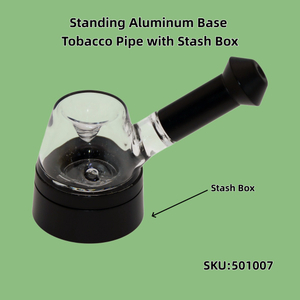 Unique Shaped Glass Hand Pipe, Compact Glass Pipe with Base, Modern Design Standing Glass Pipe, Black And Clear Glass Tobacco Pipe